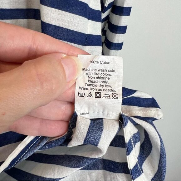 J Crew Factory Womens Size XXS Printed Voile Popover Shirt Blue Stripe Coastal - Picture 7 of 11